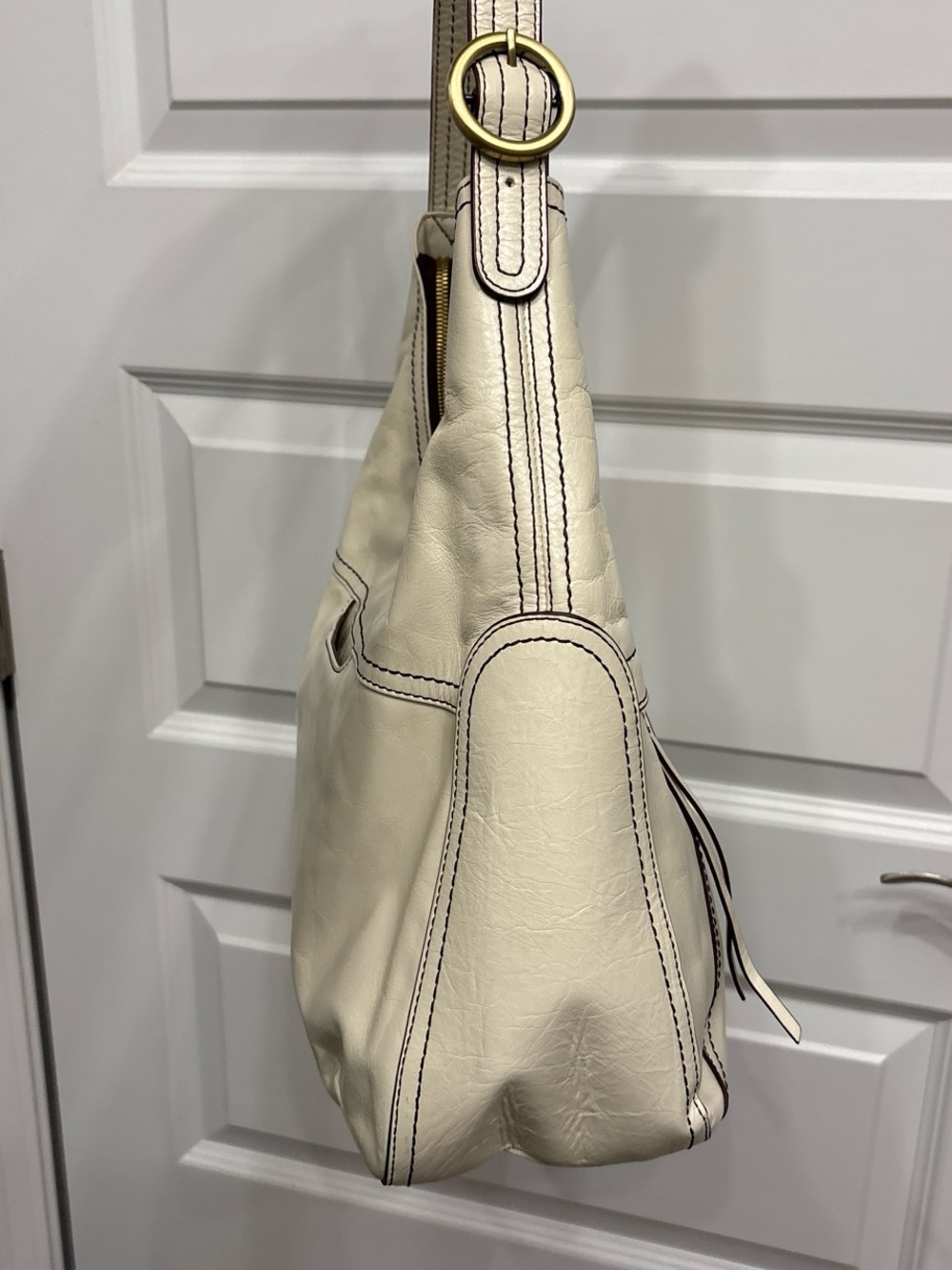Hobo Cream Leather Hobo Shoulder Bag winter white - Picture 3 of 8